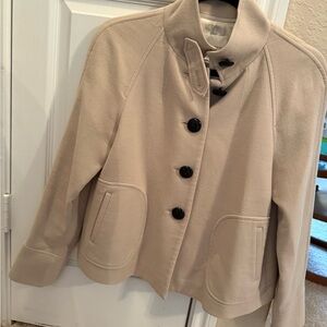 Banana Republic Cream Pea Coat with Black Buttons